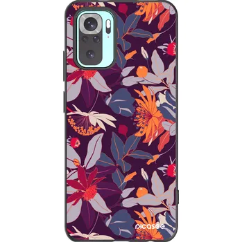 Pouzdro na mobilní telefon Picasee silikonový černý obal pro Xiaomi Redmi Note 10 Pro - Purple Leaf