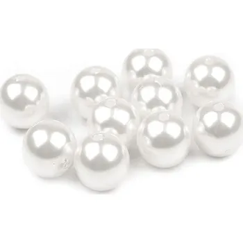 Dětské navlékací korálky Plastové voskové korálky / perly Glance Ø12 mm, velké, F2 bílá