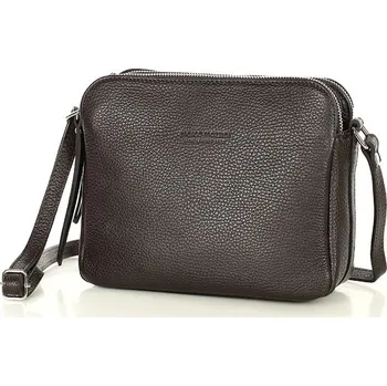 Kabelka MARCO MAZZINI Tmavě hnědá dvoukomorová kožená crossbody kabelka (L156z) Velikost: ONE SIZE