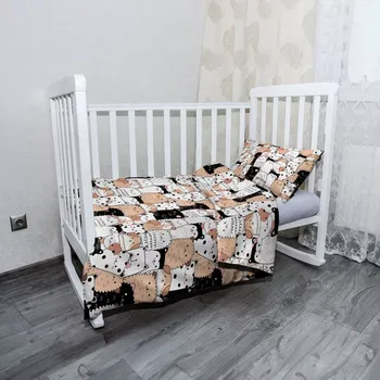 Povlečení Sablio Mikroplyšové dětské povlečení do postýlky Roztomilá zvířátka - 120x90 / 40x60