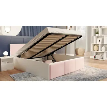 Postel Manželská postel PANAMA T 180x200 se zvedacím kovovým roštem BÍLÁ RŮŽOVÁ