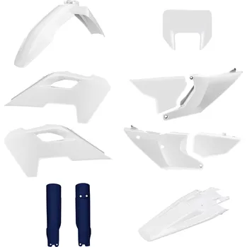 Osvětlení pro motocykl POLISPORT kompletní sada plastů (FULL KIT) HUSQVARNA TE/FE TPI 24-25 v sadě kryt předního světlometu (8681500001) a kryty tlumičů (8352500008) barva bílá světle modrý (POLISPORT kompletní sada plastů (FULL KIT) HUSQVARNA TE/FE TPI 24-25 v sadě kryt přední