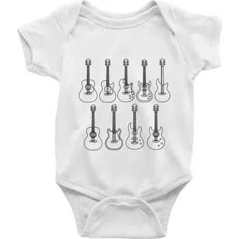 Kojenecký body Typy kytar černé kresby - Body kojenecké s krátkým rukávem - Krátký r. 12-18 měs ( Bílá )