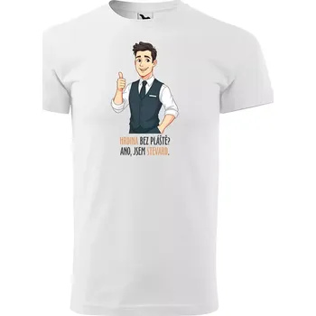 Pánské tričko Sablio Tričko s potiskem Hrdina bez pláště? Ano, jsem stevard - bílé 5XL