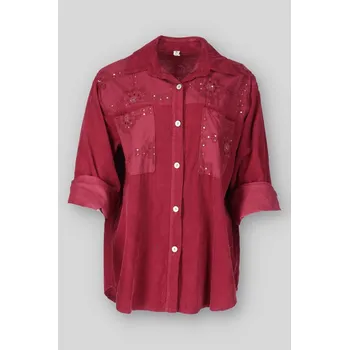 Košile manšestr kombinovaná SF 25446 barva: červená-bordó