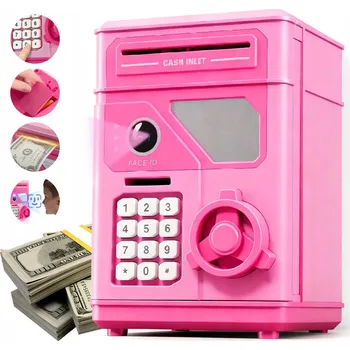 Pokladnička TREZOR POKLADNIČKA NA MINCE BANKOVKY BANKOMAT + PIN HRAČKA PRO DĚTI DÁREK