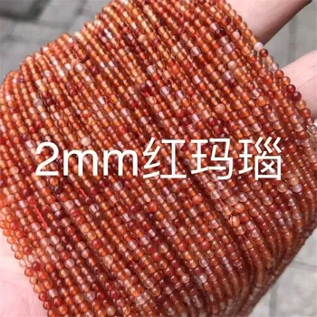 Přírodní korálky granát achát obsidián | šperky - Červený achát , 2mm 170ks 1 pramenů