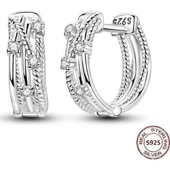 Náušnice Stříbrné kruhové náušnice se zirkonem | šperky 2 ks - JFE395