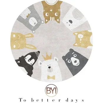 Koberec Měkký kulatý dětský koberec s potiskem | bytový textil - L , Přizpůsobitelná velikost