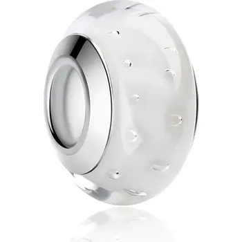 Přívěsek Stříbrný přívěsek s bílým sklem | přívěsek korálek na náramek - FB6361