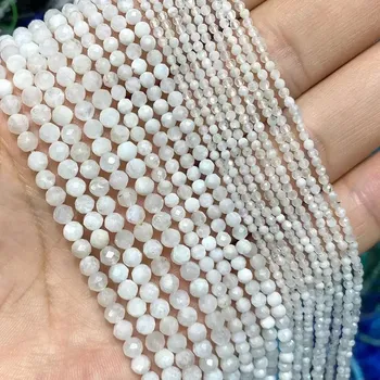 Dětské navlékací korálky Přírodní korálky | šperky - Bílý měsíční kámen , 2mm