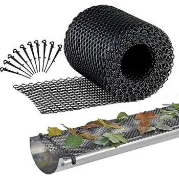 Ochranná síť proti listí do okapu | plastová síť - S 10 upevňovacími háky