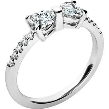 Prsten Couple, Jemný prsten Twinelle, bílé zlato se zirkony, vel. 53, prům. 16.9 mm, 585-68-1-4277.1B00.0.53.001