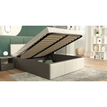 Postel Manželská postel PANAMA T 160x200 se zvedacím kovovým roštem ŠEDÁ BÍLÁ