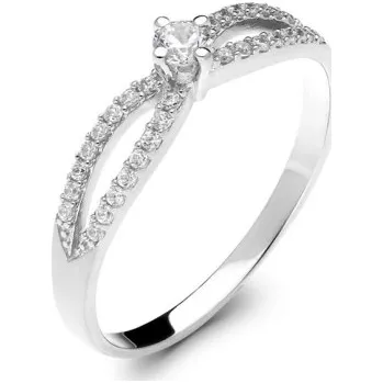 Prsten Couple, Decentní prsten Airi, bílé zlato se zirkony, vel. 52, prům. 16.6 mm, 585-35-1-0229.1B00.0.52.001