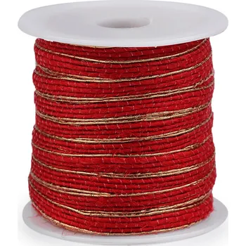 Stuha Stuha s lurexovým okrajem šíře 6 mm, střední, 3 červená zlatá