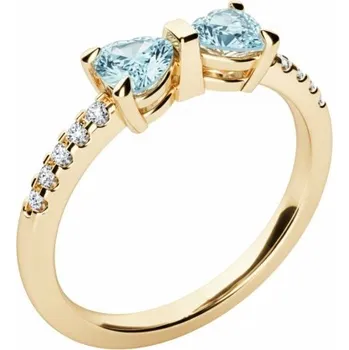 Prsten Couple, Jemný prsten Twinelle, žluté zlato se zirkony, vel. 54, prům. 17.2 mm, 585-68-1-4277.0Z00.0.54.103