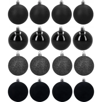 Obraz Bombki choinkowe ozdoby czarne 16 sztuk 6 cm nerozbitné matné lesklé