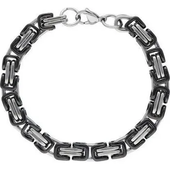 Náramek Prosperk Pánský náramek masivní černo-stříbrný S1858