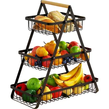 Obraz Kovový Stojan Organizér 3 Patra na Ovoce Zeleninu do Kuchyně Koupelny