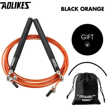 Švihadlo Rychlostní švihadlo Aolikes pro crossfit a box | fitness švihadlo, sportovní pomůcka - 3202--Černá oranžová