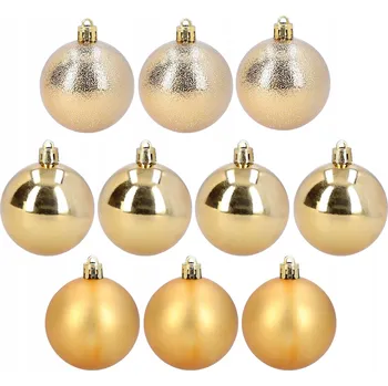 Vánoční dekorace Bombki złote choinkowe 5 cm plastikowe nerozbitné sada 10 ks ozdoby