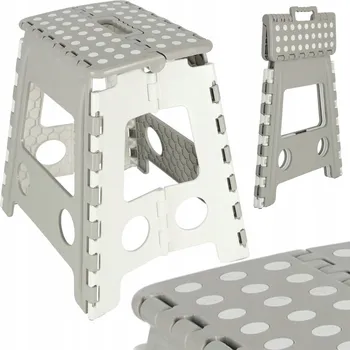 Stolička Stolička skládací protiskluzová vysoká 39 Cm světle šedá