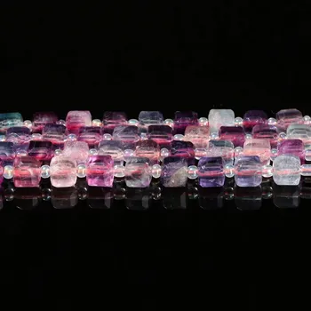 Vícebarevné fluoritové hranaté korálky | šperky - 5A Fluorit , 6-7mm approx 37pcs