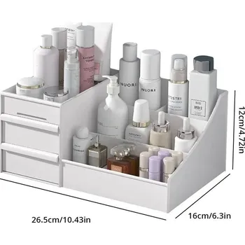 Organizér na kosmetiku Kosmetický úložný organizér se zásuvkami na stůl | úložný box, stolní organizér - A