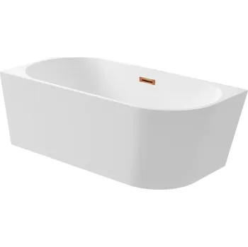 Vana AQUAUNO VOLNĚ STOJÍCÍ ROHOVÁ VANA LEVÁ 170 x 80 cm MĚDĚNÁ ZÁTKA A PŘEPAD