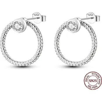 Náušnice Stříbrné kruhové náušnice se zirkonem | šperky 2 ks - JFE146