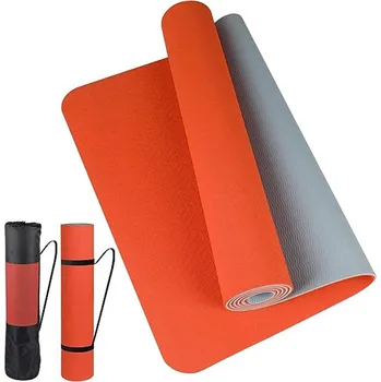 podložka na cvičení Jóga protiskluzová tpe podložka 180cm | cvičební pomůcka - Oranžově šedá , 180 cm57 cm0,6 cm