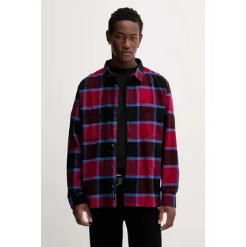 Pánská móda Bavlněná košile Vans VN000P7ZF0G1 burgundské 83A, vel. M