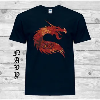 Pánské tričko panske-levne-bavlnene-vtipne-tricko-potisk-drak-Targaryen Barva: Navy - tmavě modrá, velikost: M