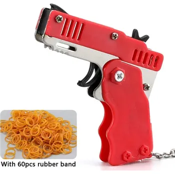 Gumová pistole pro děti na gumičky s terčem | pistolová hračka 12 ks - červená