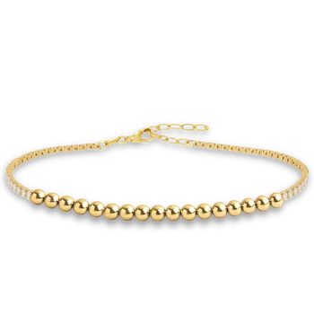 Náramek MINET Elegantní zlatý náramek s kuličkou a bílým zirkonem Au 585/1000