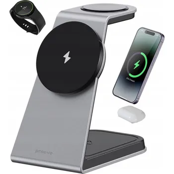 Bezdrátová nabíječka 3v1 QI MagSafe pro telefon, hodinky a sluchátka Proove