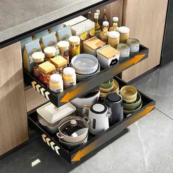 Kuchyňská skříňka Šuplík s výsuvným teleskopickým košem 32-52 cm, nastavitelná