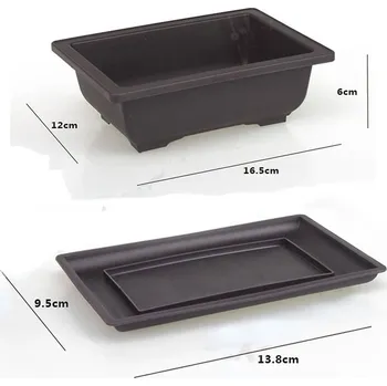 Květináč Plastový bonsai květináč s miskou | truhlík 1+1 ks - Obdélník-S , Květináč x Zásobník