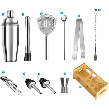 Shaker Nerezový shaker set na koktejly | barmanská sada, barové nástroje - A 550ml 11pcs