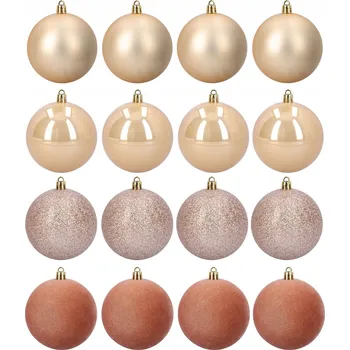 Obraz Bombki choinkowe zestaw 16 szt 6 cm złote hnědé nerozbitné plastové