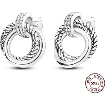 Náušnice Stříbrné kruhové náušnice se zirkonem | šperky 2 ks - JFE125