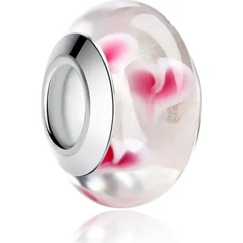 Přívěsek Stříbrný přívěsek s bílým sklem | přívěsek korálek na náramek - FB6351