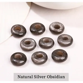 Korálek Minerální korálky | šperky - stříbrný obsidián , otvor 10x4mm 4mm