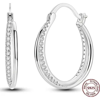 Náušnice Stříbrné kruhové náušnice se zirkonem | šperky 2 ks - JFE353