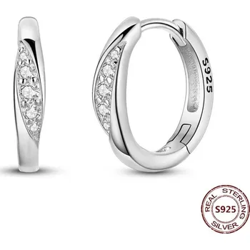 Náušnice Stříbrné kruhové náušnice se zirkonem | šperky 2 ks - JSE054