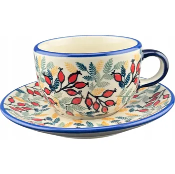 Šálek s podšálkem 180 ml Šípková růže dek. SM01 Keramika Bolesławiec