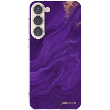 Pouzdro na mobilní telefon Picasee silikonový průhledný obal pro Samsung Galaxy S23+ 5G - Fialová