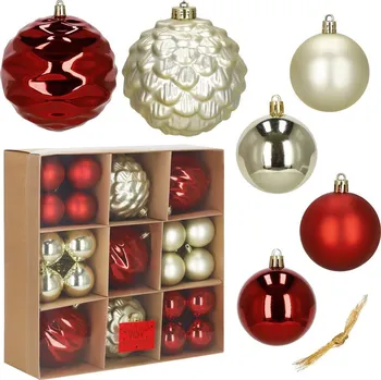 Vánoční dekorace Springos Vánoční baňky zlato-červené mix - 12/6 cm, sada 37ks CA0963