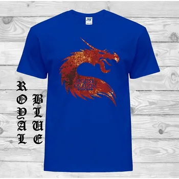 Pánské tričko panske-levne-bavlnene-vtipne-tricko-potisk-drak-Targaryen Barva: Royal blue - královsky modrá, velikost: 5XL